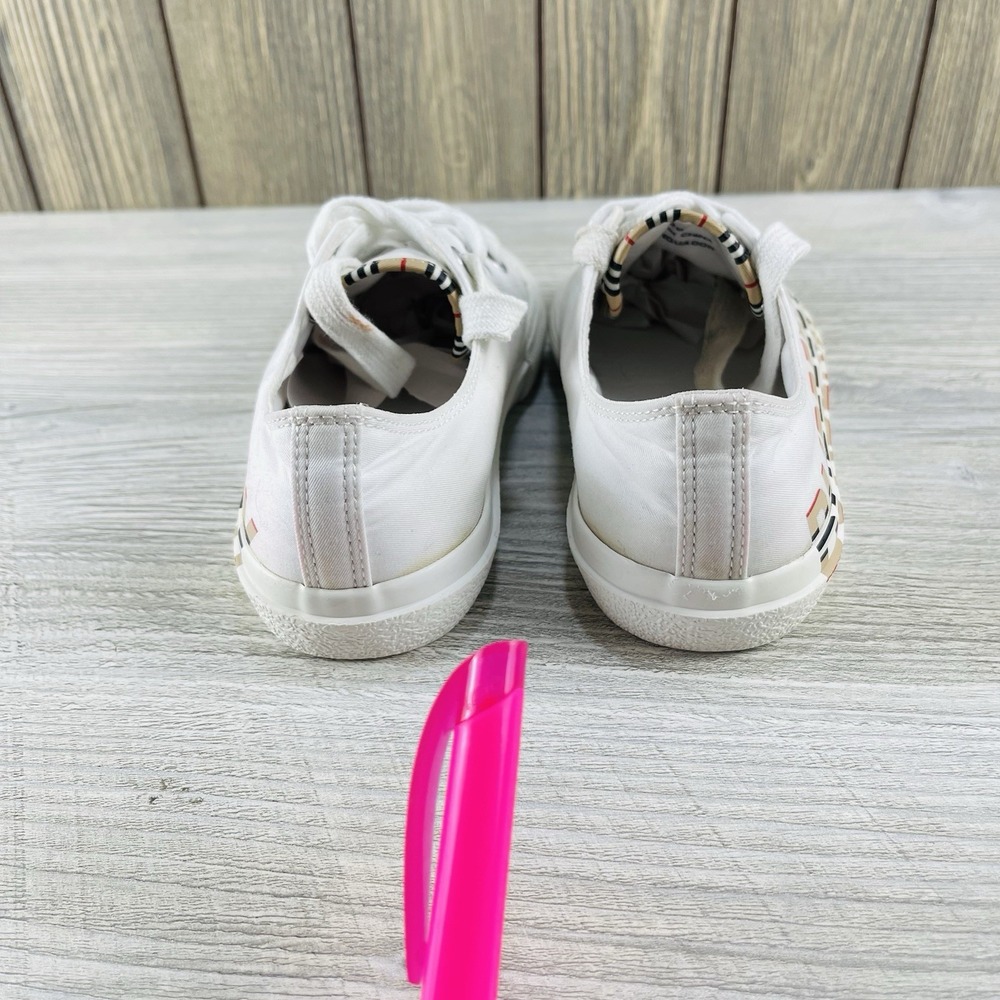 Burberry Kid's Larkhall Icon Stripe Logo Gabardine Sneakers Size 29 - Picture 13 of 16